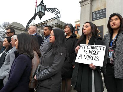 Acto de condena por los ataques racistas contra la comunidad asiática en EE UU, el pasado día 12 en Boston.