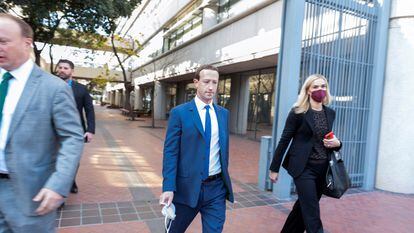 El fundador y jefe de Meta Platforms, Mark Zuckerberg, tras declarar en un juzgado de San José (California), en el caso sobre la empresa de realidad virtual Within.