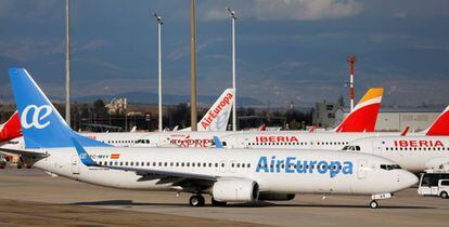 Aviones de Air Europa y de Iberia. 