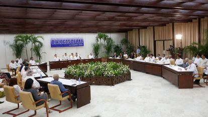 Una imagen del acto para presentar un acuerdo en los diálogos de paz en La Habana (Cuba), el 23 de septiembre de 2015.