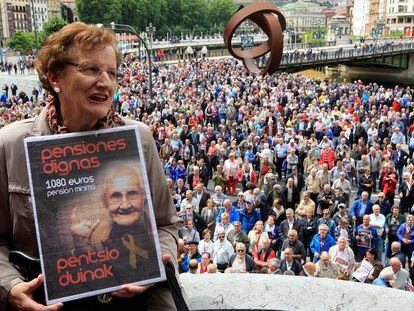 Una manifestación de pensionistas este mes de junio en Bilbao.