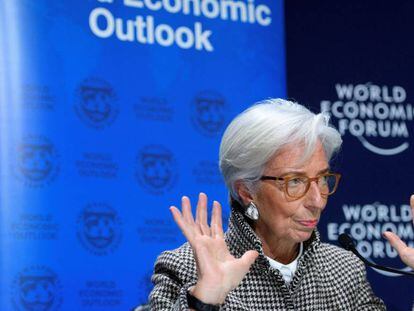 La directora gerente del FMI, Christine Lagarde, este lunes en Davos.