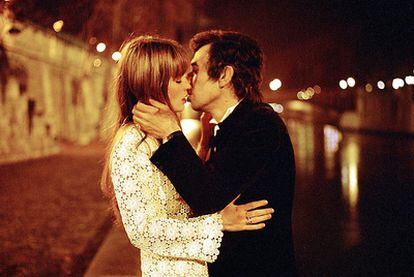 Jane Birkin y Serge Gainsbourg durante el rodaje de una película