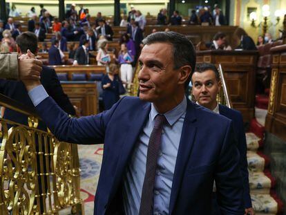 El  presidente del Gobierno, Pedro Sánchez, tras el pleno del Congreso de ayer.