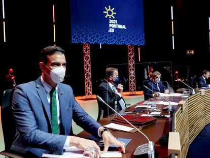 Pedro Sánchez, durante la cumbre social de la UE en Oporto.