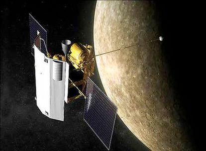 Recreación de la sonda <i>Messenger</i> cerca de Mercurio.