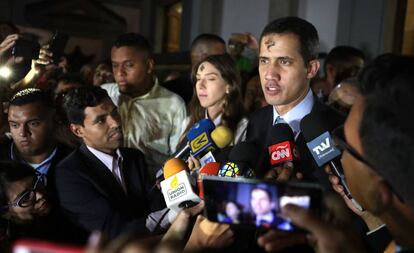 Juan Guaidó al termino de una homilía por la tradición del Miércoles de Ceniza.