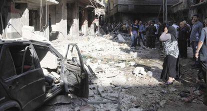 El coche detonado en Damasco ha afectado a varios edificios y ha matado a tres personas.