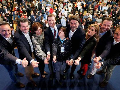 El presidente del PP, Pablo Casado, durante un acto de campaña en Alicante.