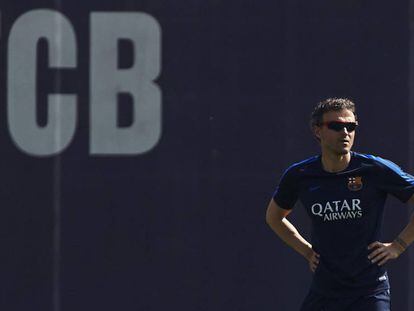 Luis Enrique, en el entrenamiento del Barcelona.