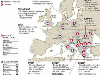 Europa, entre incendios e inundaciones