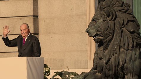 Juan Carlos I, durante los actos de conmemoracion del 40 aniversario de la Constitucion en el Congreso de los Diputados.