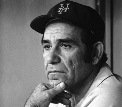 Yogi Berra en un partido de 1973, cuando era entrenador de New York Mets.