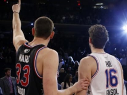 Los hermanos Gasol, tras el All Star de 2015.