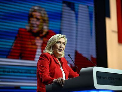 La candidata a la presidencia francesa Marine Le Pen, durante un acto de campaña el jueves.