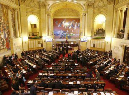 El Congreso de Colombia, en el primer intento para votar sobre el referéndum en la madrugada de ayer.