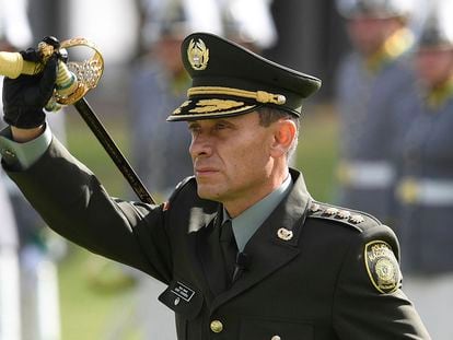 El general Henry Sanabria, durante su toma de posesión como director general de policía, el 19 de agosto en Bogotá.