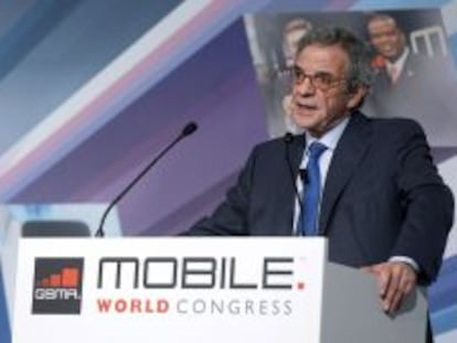 C&eacute;sar Alierta, el 25 de febrero en el Mobile World Congress.