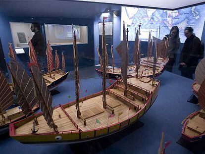 Maquetas de algunos de los barcos que formaban la extraordinaria flota de Zheng He.