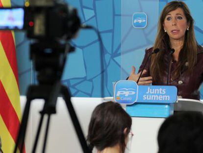 Alicia Sánchez-Camacho, en uh momento de una rueda de prensa.