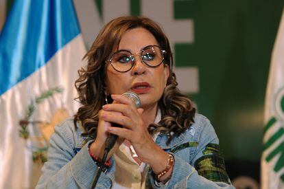 Sandra Torres, en una rueda de prensa este domingo en Ciudad de Guatemala.