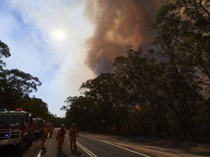 Los bomberos llegan a controlar un incendio en Nueva Gales del Sur, este miércoles.