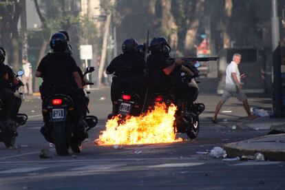Elementos de la Gendarmería durante las protestas, en noviembre de 2018.
