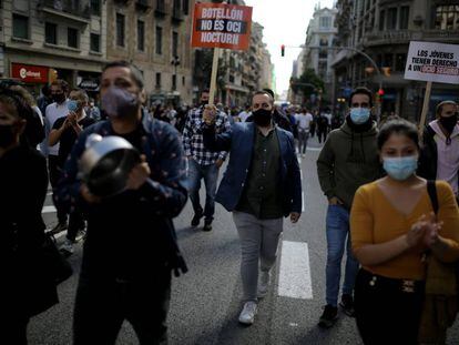 Protesta de restauradors aquest dimecres a Barcelona.