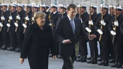 Merkel y Mariano Rajoy, durante el encuentro en Berlín.