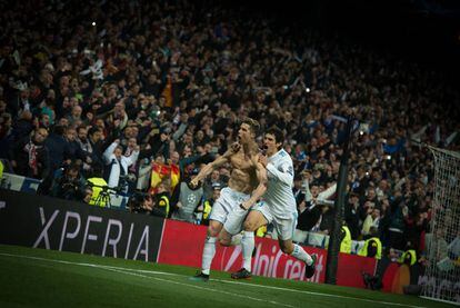 Cristiano y Vallejo celebran el gol del primero contra la Juventus.