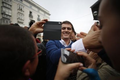 Albert Rivera en un acto de campaña hoy en Santander.