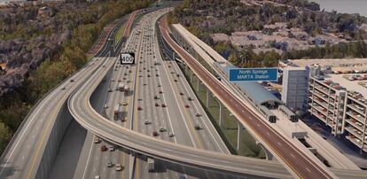 Recreación de la futura autopista SR 400, en el entorno de la ciudad estadounidense de Atlanta.