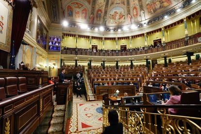 El presidente del Gobierno, Pedro Sánchez, durante su intervención. 