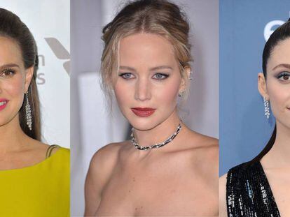 De izquierda a derecha: las actrices Natalie Portman, Jennifer Lawrence y Emmy Rossum. 