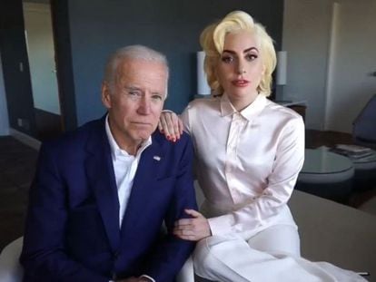 Lady Gaga, en una imagen de un vídeo de apoyo a Joe Biden.