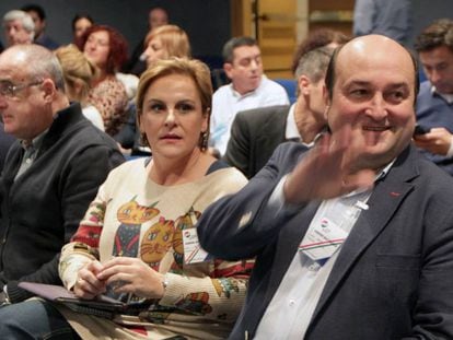 Andoni Ortuzar, en una asamblea nacional del PNV en Sabin Etxea.  
