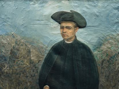 Retrato de Antonio José Ruiz de Padrón en el Cabildo de La Gomera, obra del pintor canario José Aguiar.