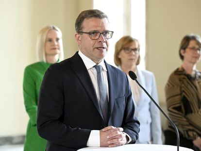 El líder de Coalición Nacional, Petteri Orpo, anuncia el proyecto de coalición de derechas el pasado 27 de abril en el Parlamento de Finlandia.