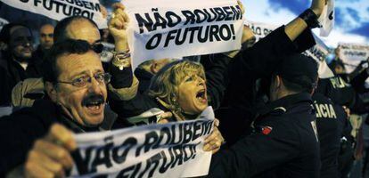 Manifestaci&oacute;n de protesta en Lisboa contra las medidas de austeridad impuestas por el Gobierno portugu&eacute;s.