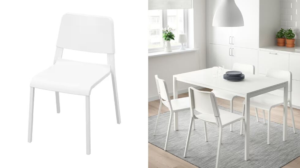 Minimalista y apilable: las dos características principales de esta silla de comedor. IKEA.