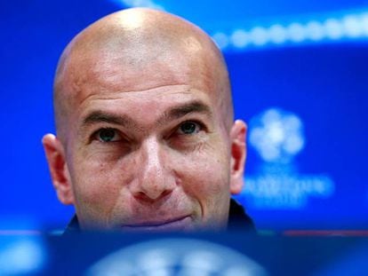 MZinedine Zidane, durante la rueda de prensa previa al partido frente al Manchester City.