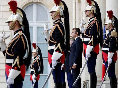 El presidente francés Emmanuel Macron, hoy, en el palacio del Elíseo.