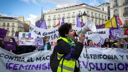 Manifestación feminista por el 8-M en la Puerta del Sol de Madrid, en marzo de 2022.