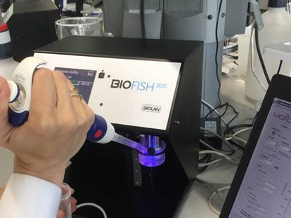 Un técnico de Biolan analiza moléculas de alimentos con biosensores.