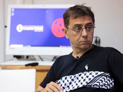 El cofundador de Podemos Juan Carlos Monedero, la semana pasada dentro del curso de verano de Podemos en San Lorenzo de El Escorial.