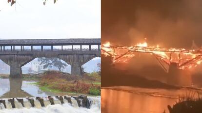 Un incendio acaba con el puente de madera más largo de China, de 900 años