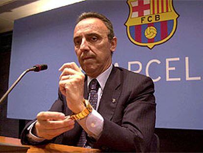 Joan Gaspart, presidente del Barcelona, en una conferencia de prensa.