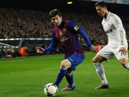 Messi y Cristano, en el partido de Copa de enero pasado en el Camp Nou.