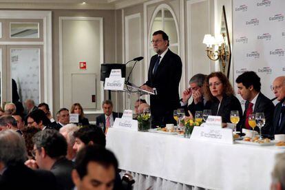 El presidente del Gobierno, Mariano Rajoy, en un desayuno informativo