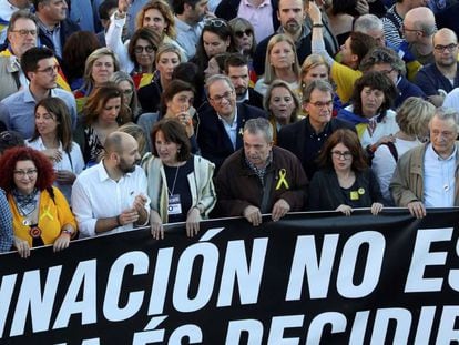 Quim Torra, en la cabecera de la manifestación en Madrid.